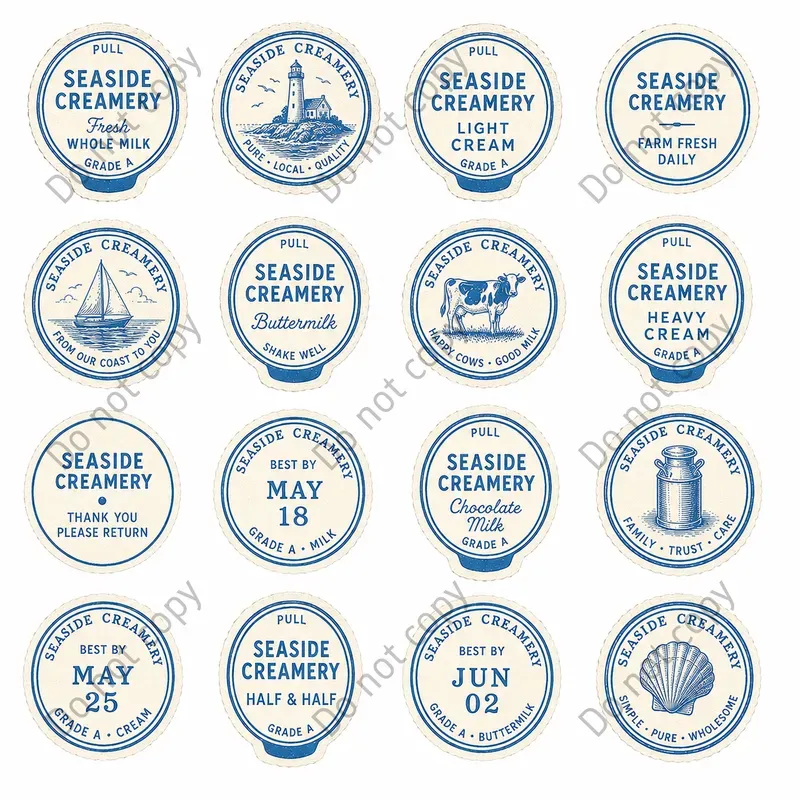 Milk Bottle Cap Cutout Sheets