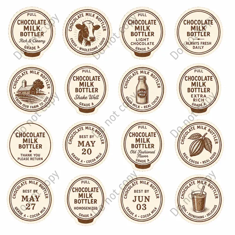 Milk Bottle Cap Cutout Sheets