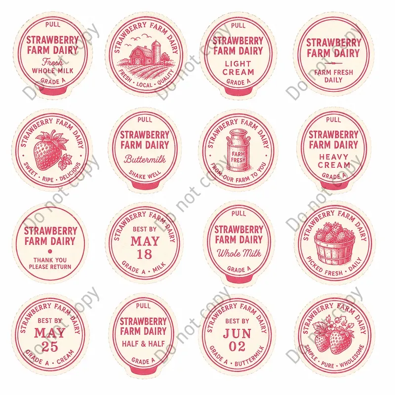 Milk Bottle Cap Cutout Sheets