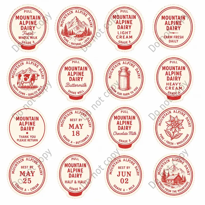Milk Bottle Cap Cutout Sheets