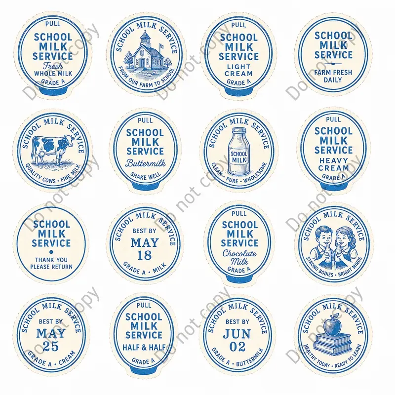 Milk Bottle Cap Cutout Sheets
