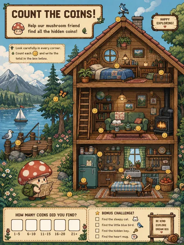 Cozy Pixel Art Activity Pages