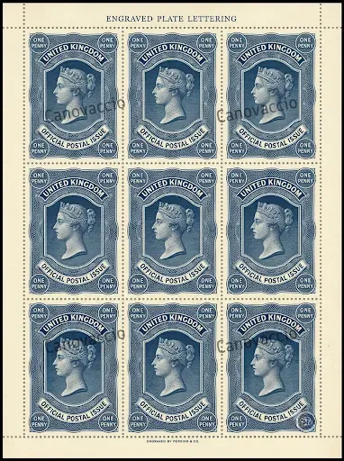 Vintage Engraved Postage Stamp Sheets