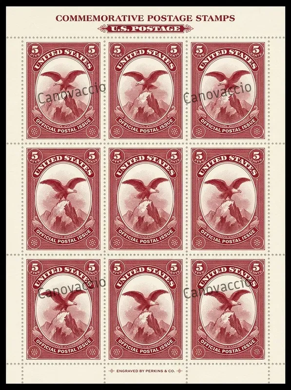 Vintage Engraved Postage Stamp Sheets