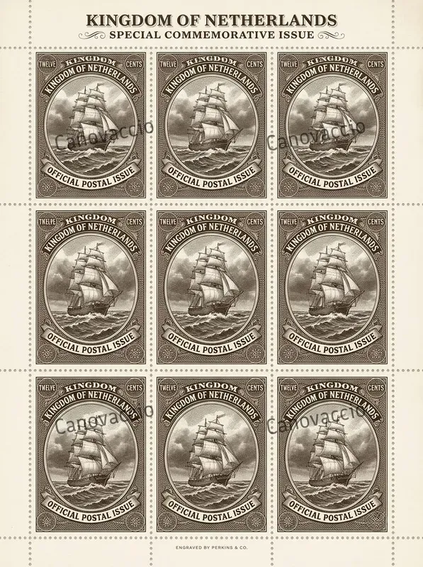 Vintage Engraved Postage Stamp Sheets