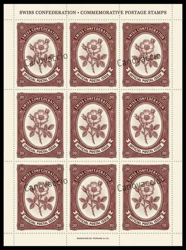 Vintage Engraved Postage Stamp Sheets