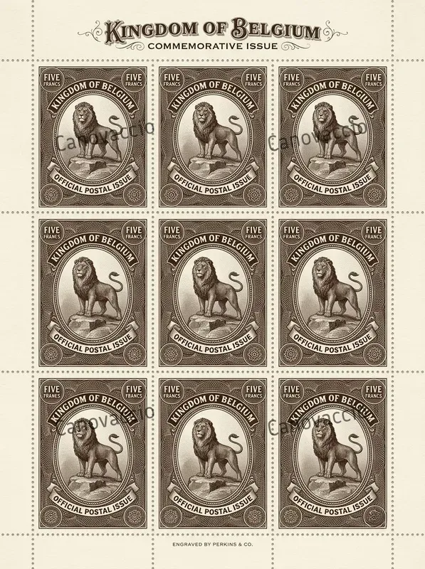 Vintage Engraved Postage Stamp Sheets