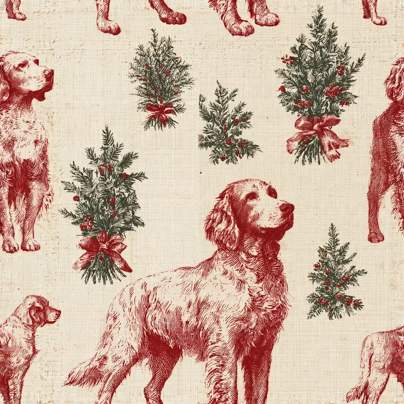 Christmas Dog Breed Toile Backing Papers