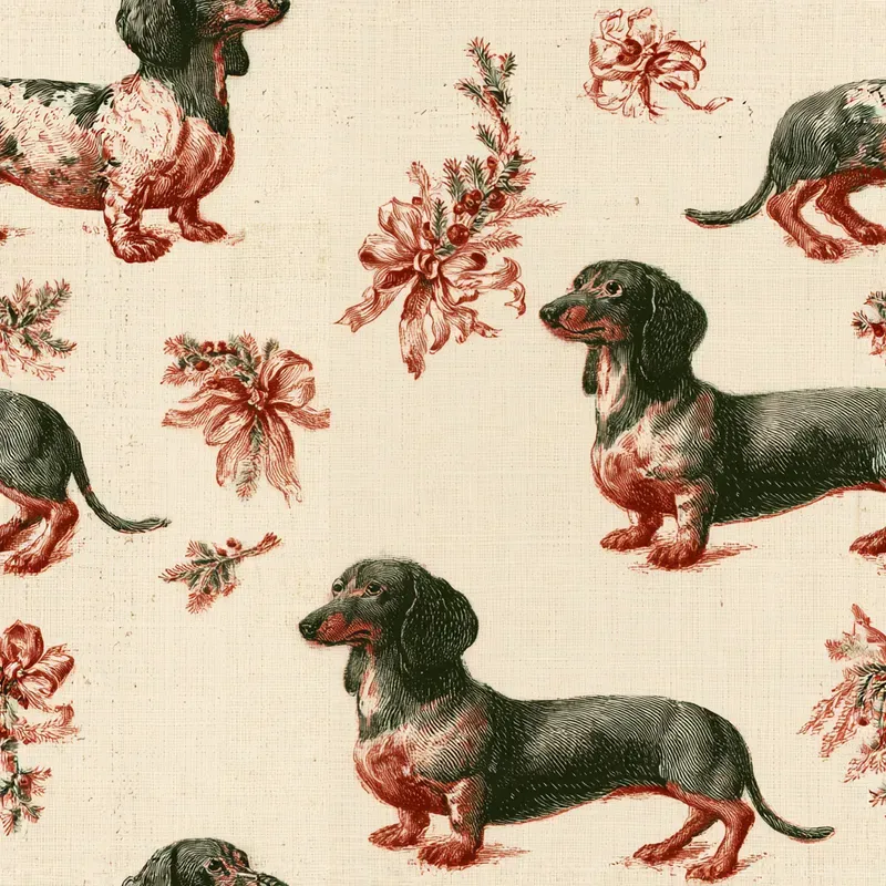 Christmas Dog Breed Toile Backing Papers