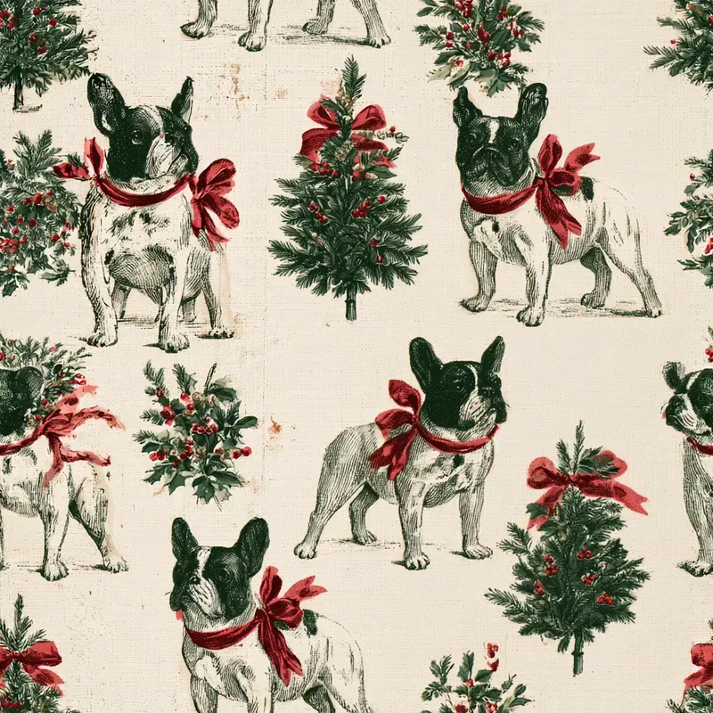 Christmas Dog Breed Toile Backing Papers