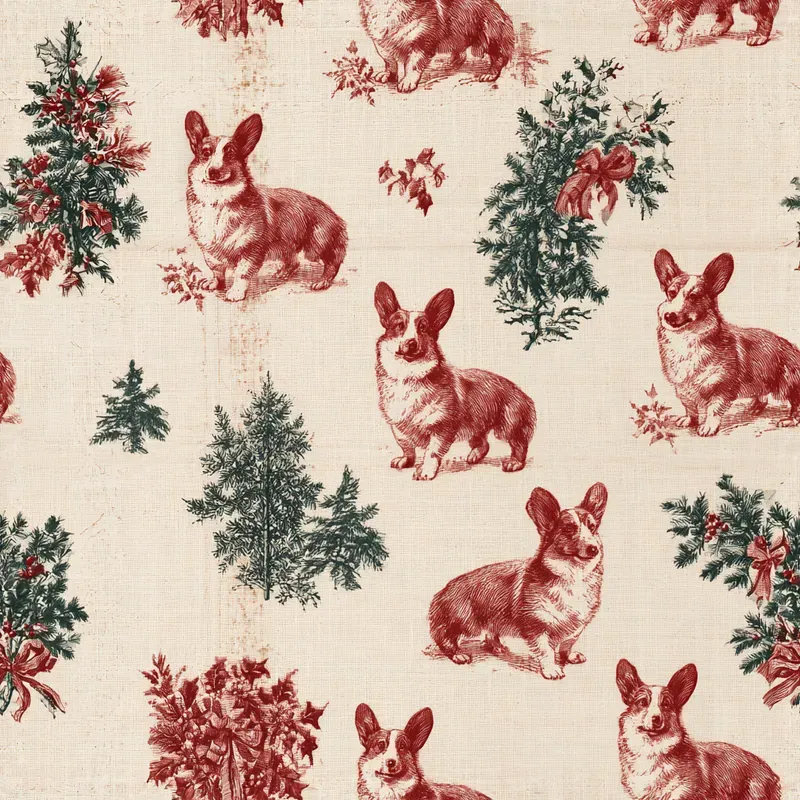 Christmas Dog Breed Toile Backing Papers