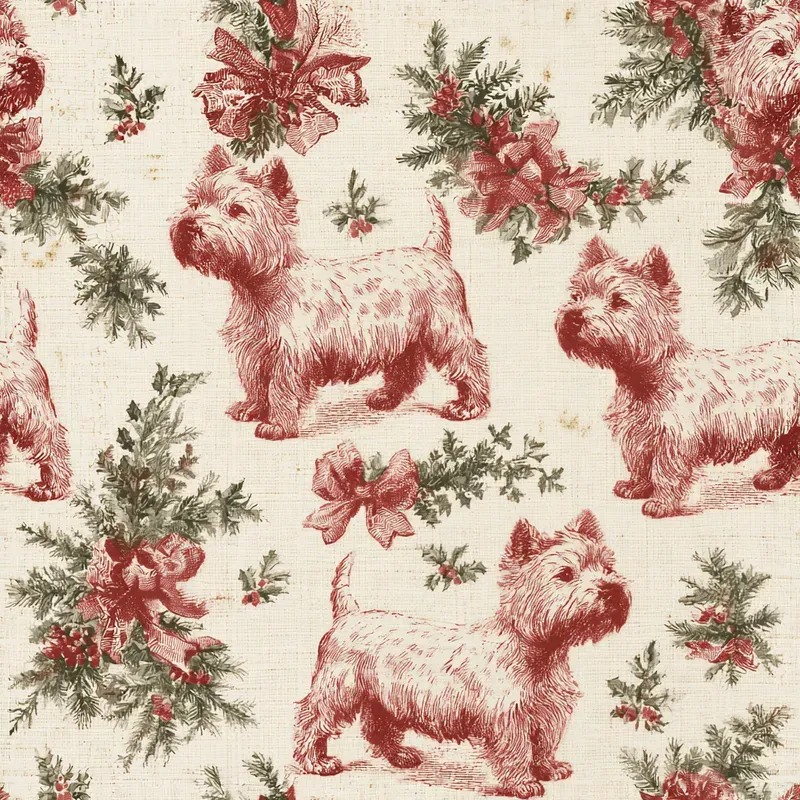 Christmas Dog Breed Toile Backing Papers