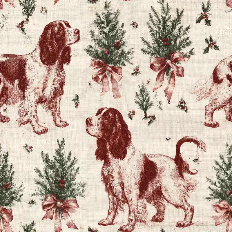 Christmas Dog Breed Toile Backing Papers