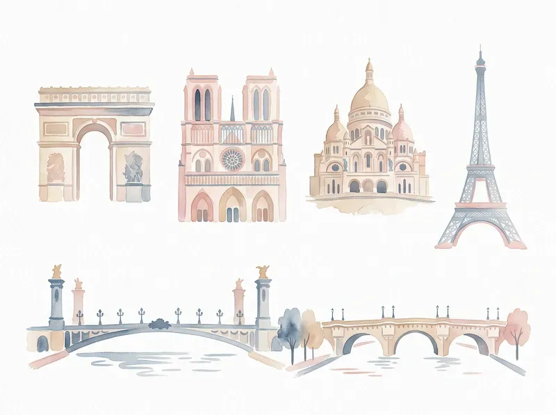 Watercolor Minimalist Landmark Clipart