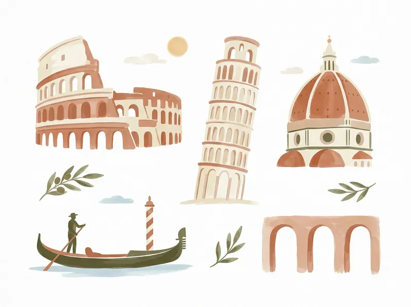 Watercolor Minimalist Landmark Clipart