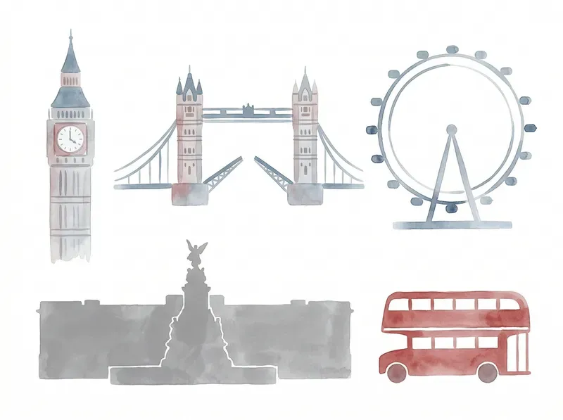 Watercolor Minimalist Landmark Clipart