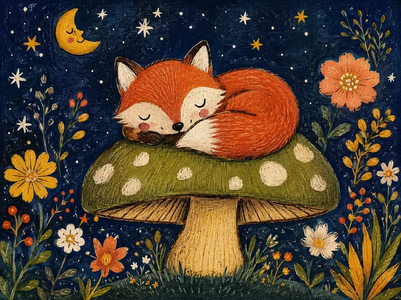 Cozy Folkart Canvas Illustrations