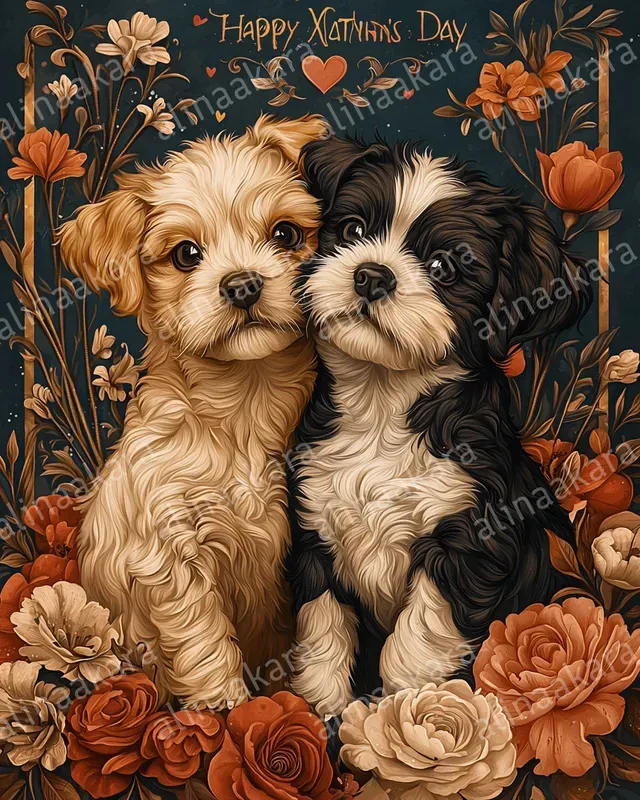 Valentines Rococo Animal Cards