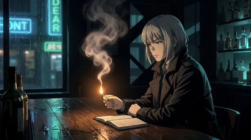 Cinematic Noir Bar Detective Animes