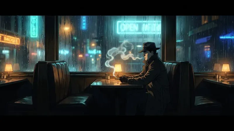 Cinematic Noir Bar Detective Animes