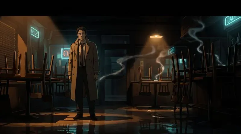Cinematic Noir Bar Detective Animes