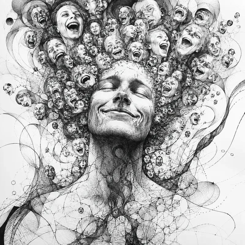 Surreal Laughter Ink Art