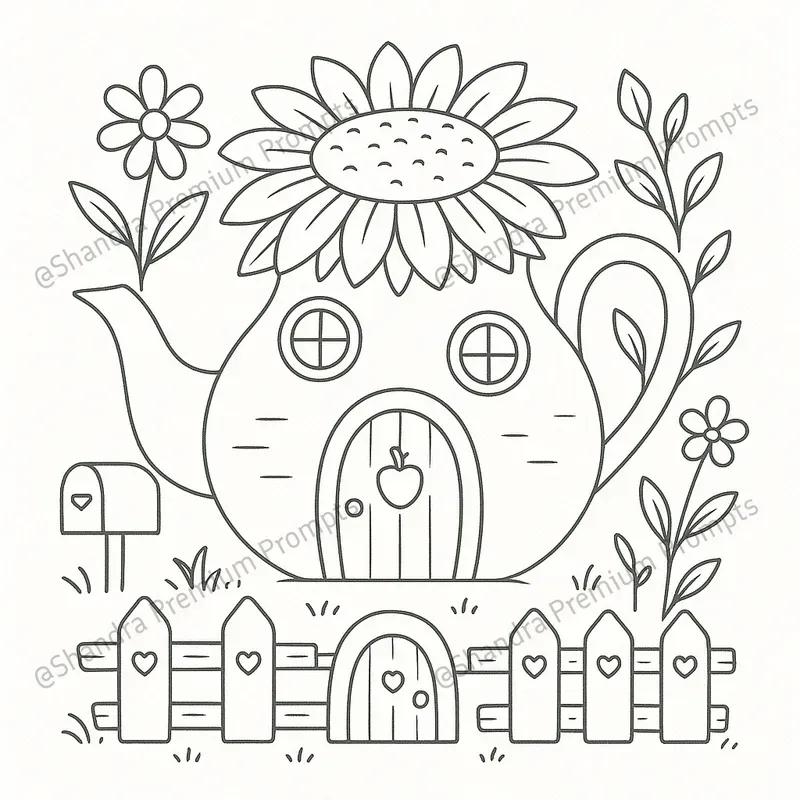 Cozy Fairy Houses Coloring Book Pages
