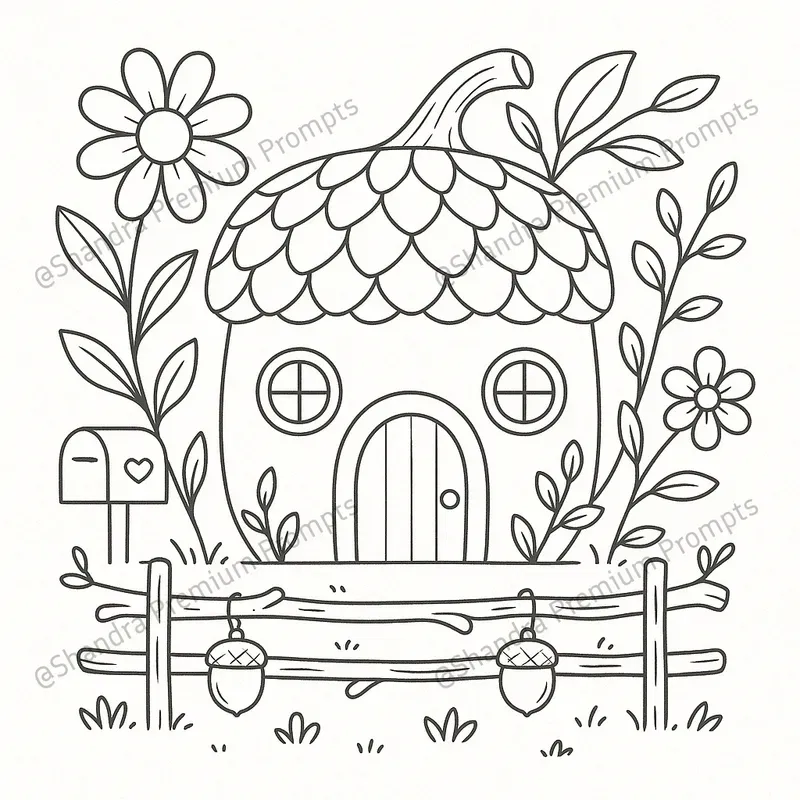 Cozy Fairy Houses Coloring Book Pages