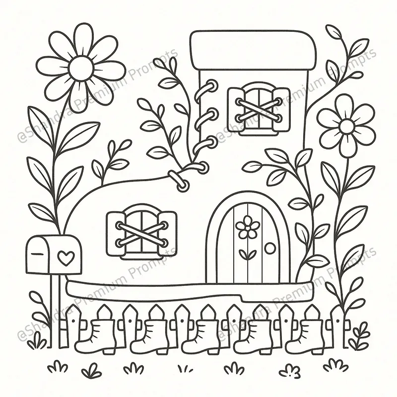 Cozy Fairy Houses Coloring Book Pages