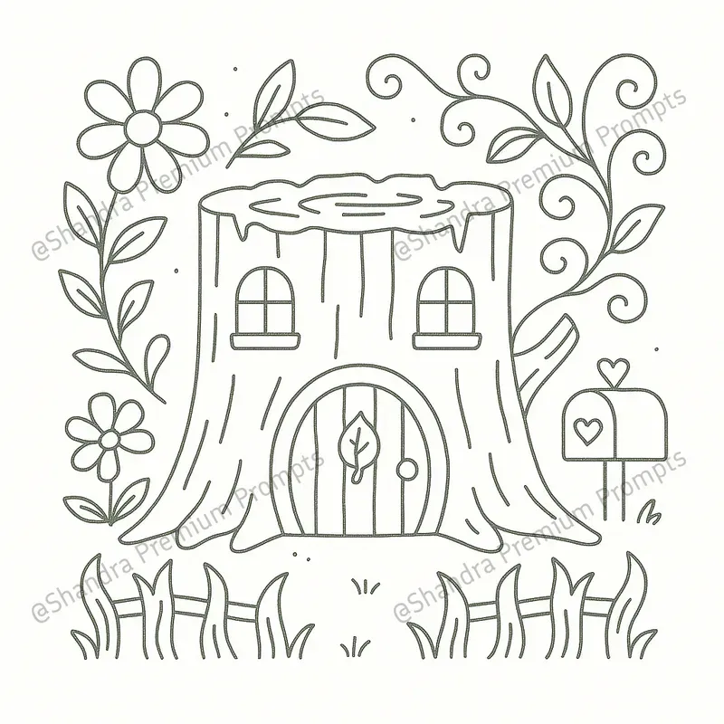 Cozy Fairy Houses Coloring Book Pages