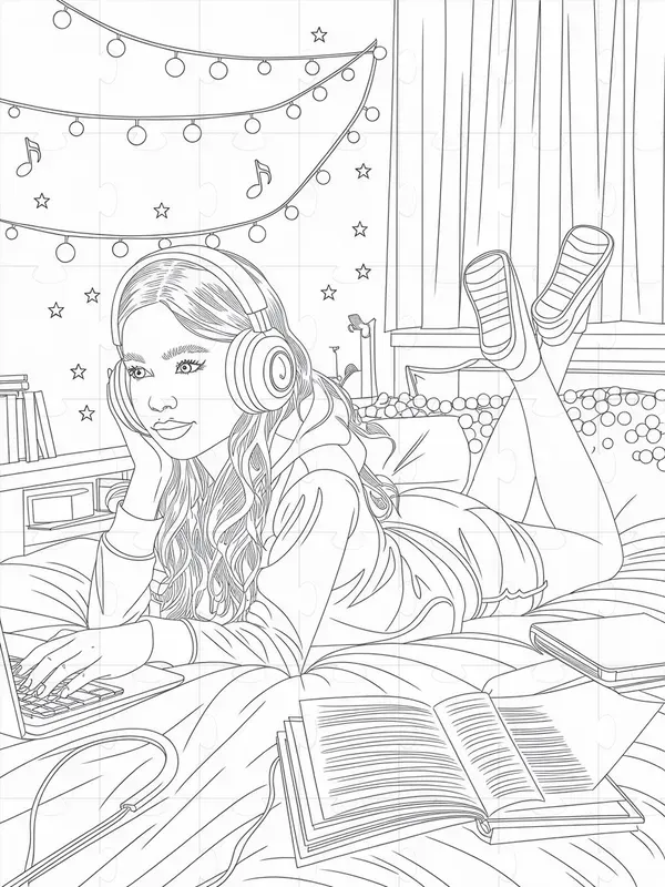 Cozy Girl Moments Coloring Pages For Teens