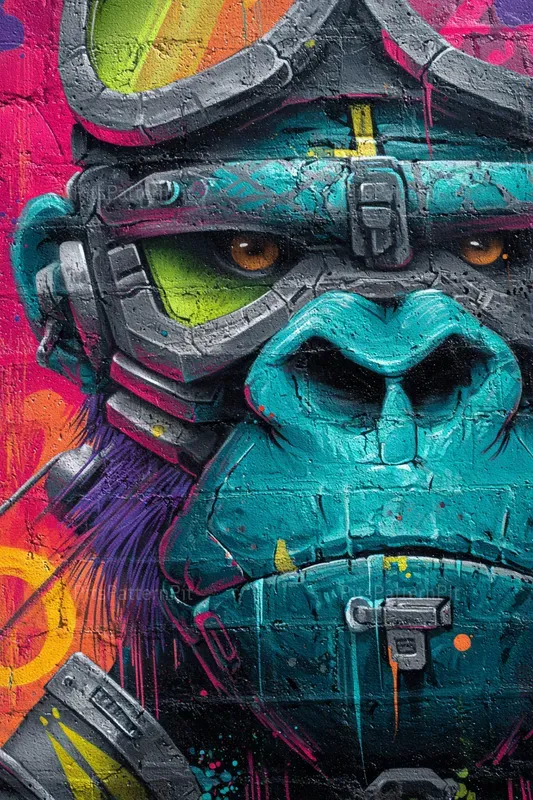 Cyberpunk Wall Murals With Scary Faces