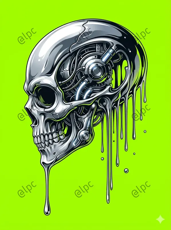 Glossy Liquid Face Profile Art