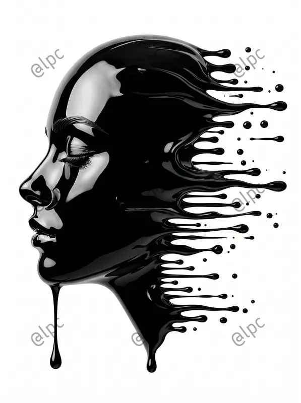 Glossy Liquid Face Profile Art