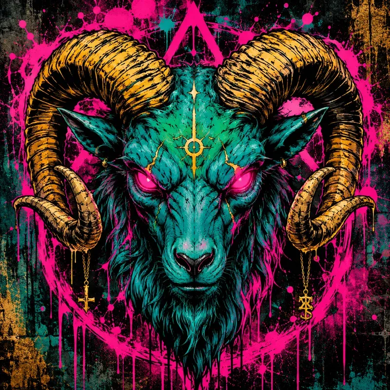 Neon Horror Creature Graffiti Portraits