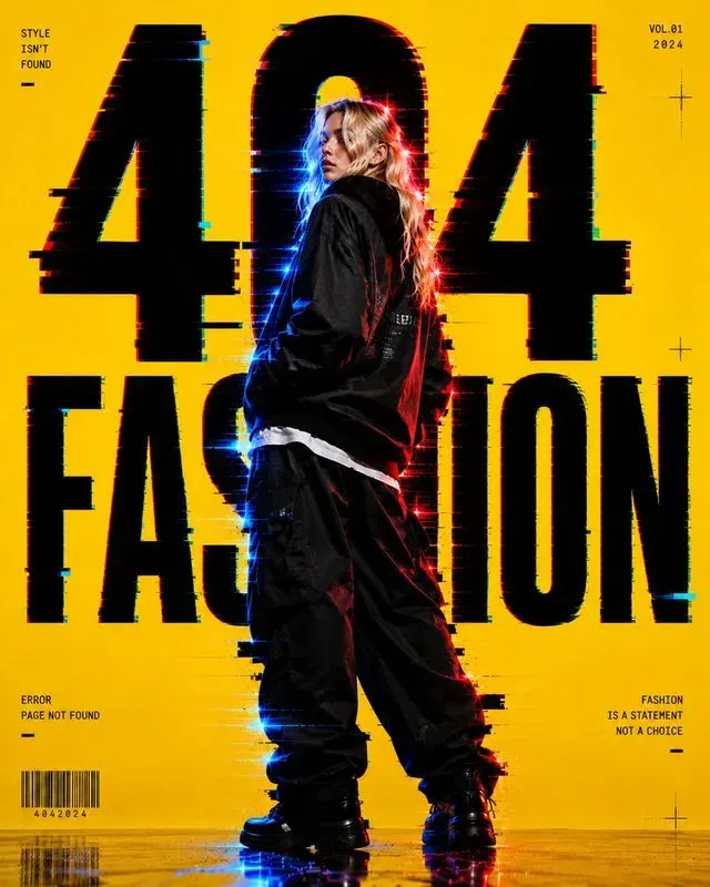 Neon Glitch Fashion Posters