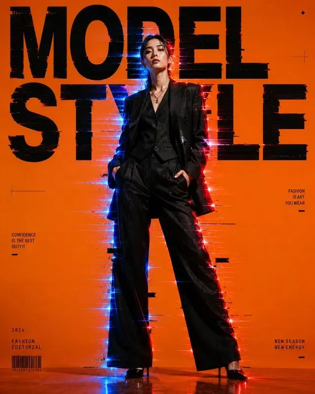 Neon Glitch Fashion Posters
