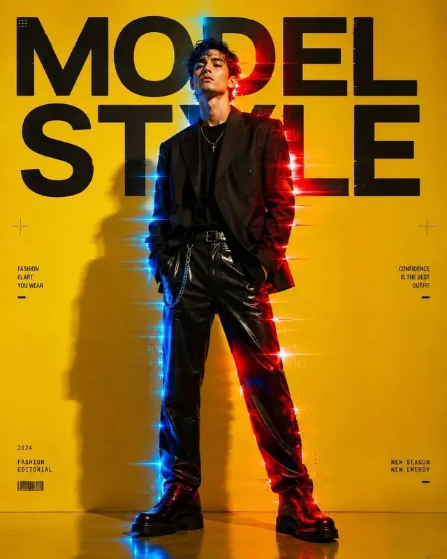 Neon Glitch Fashion Posters