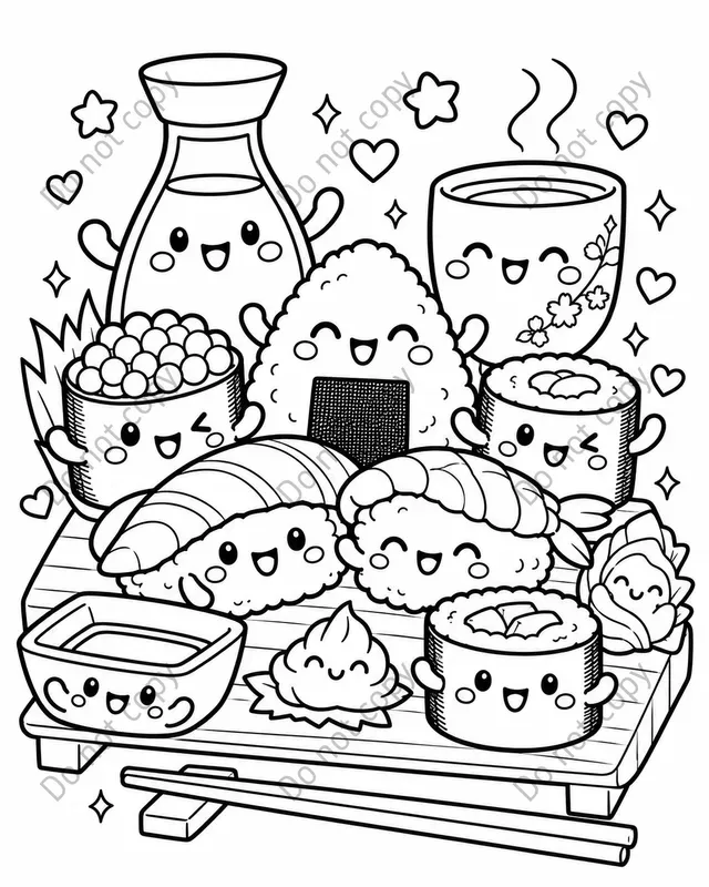 Cute Kawaii Food Coloring Pages