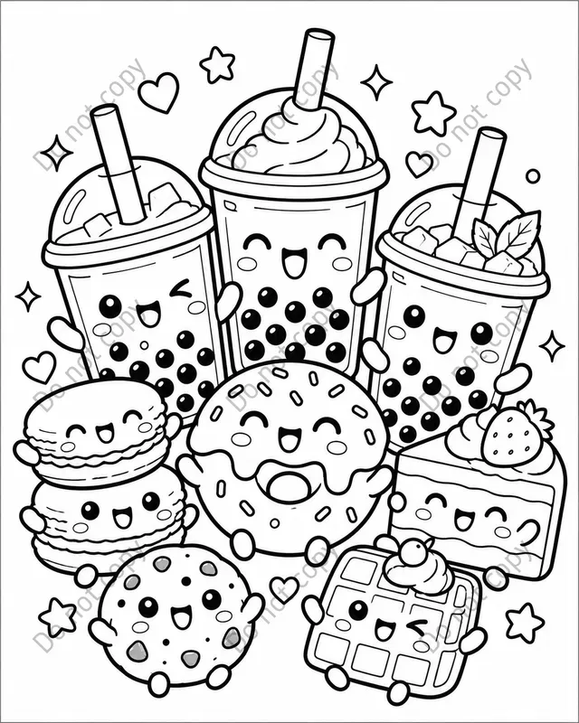Cute Kawaii Food Coloring Pages