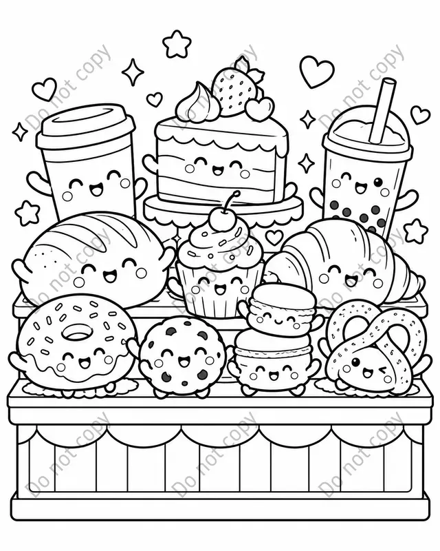 Cute Kawaii Food Coloring Pages