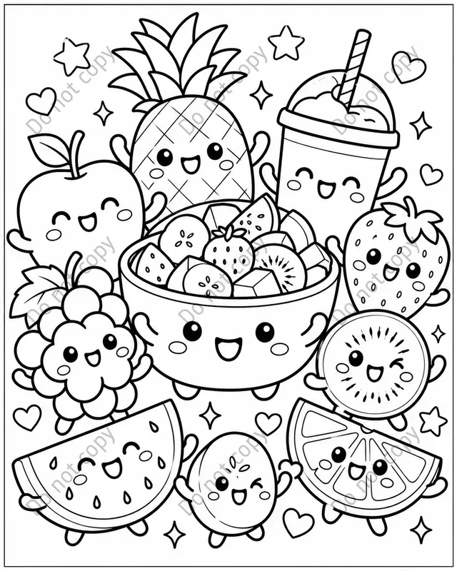 Cute Kawaii Food Coloring Pages