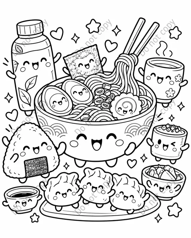 Cute Kawaii Food Coloring Pages