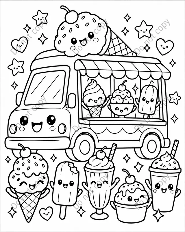Cute Kawaii Food Coloring Pages