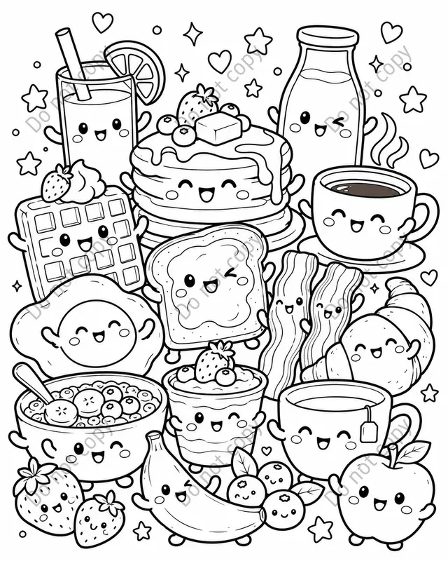 Cute Kawaii Food Coloring Pages