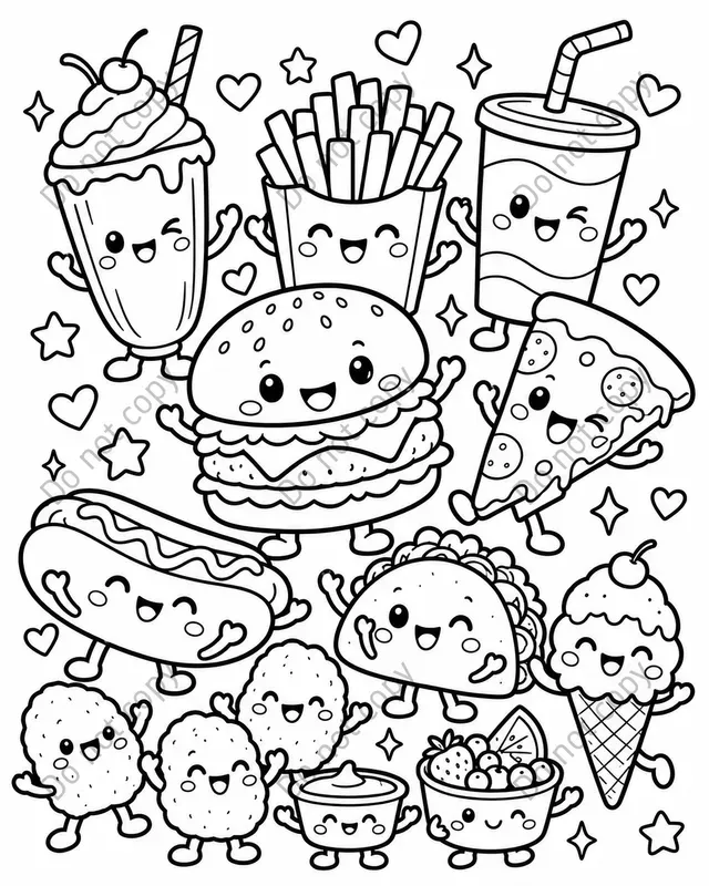 Cute Kawaii Food Coloring Pages