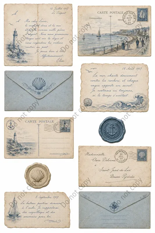Vintage Letter Postcard Ephemera Sheets