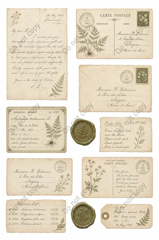 Vintage Letter Postcard Ephemera Sheets