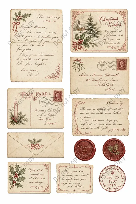 Vintage Letter Postcard Ephemera Sheets