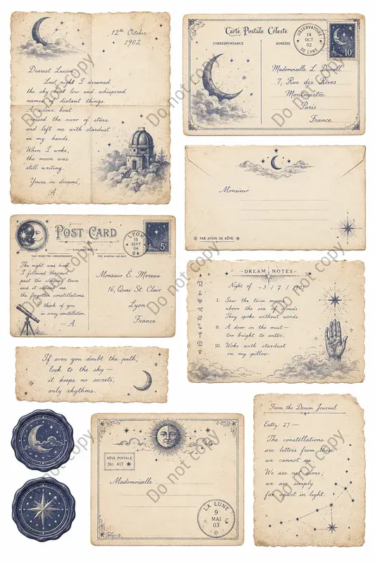 Vintage Letter Postcard Ephemera Sheets